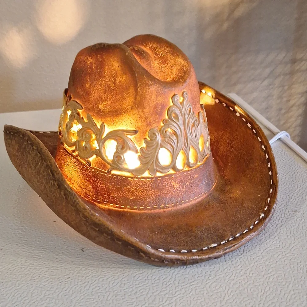 Vintage Western Cowboy Hat Nightlight Lamp